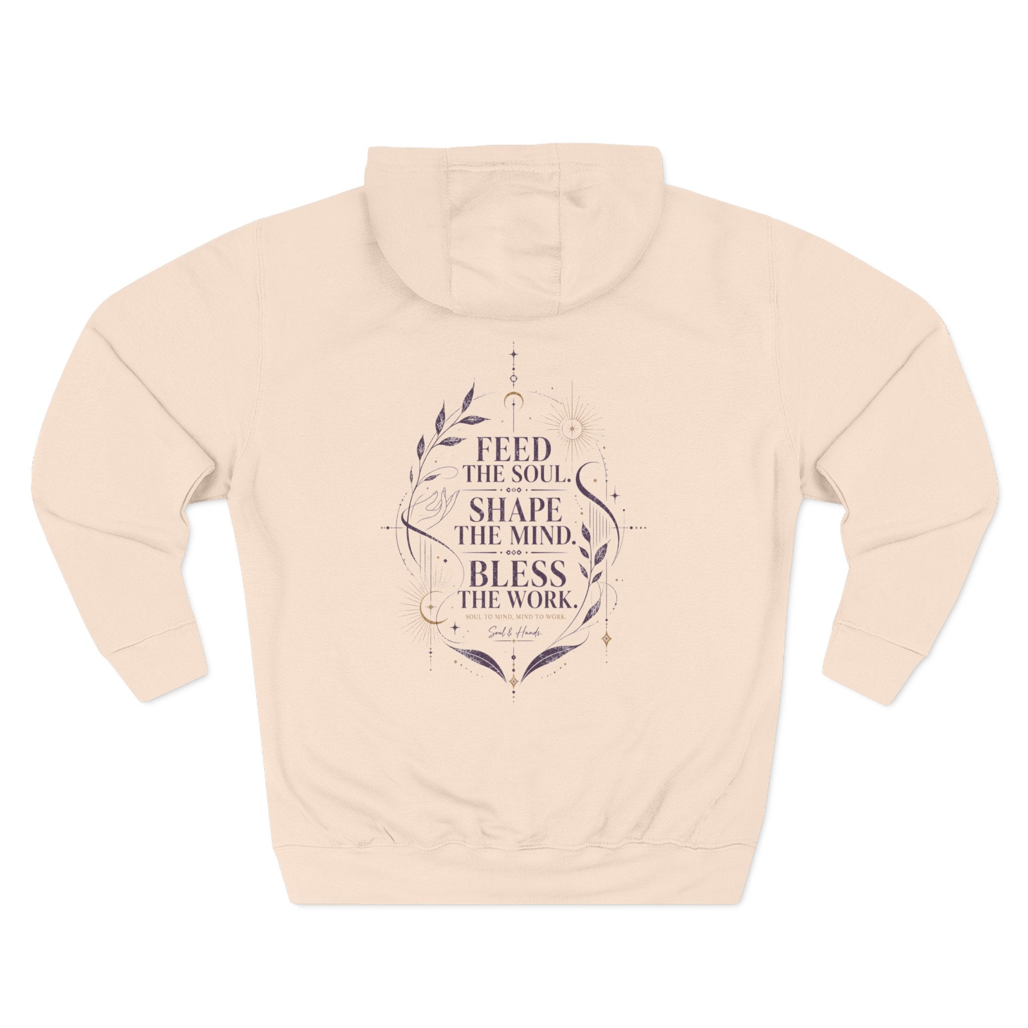 Soul Calligraphy Hoodie — "Feed the Soul, Shape the Mind" Inspirational Pullover