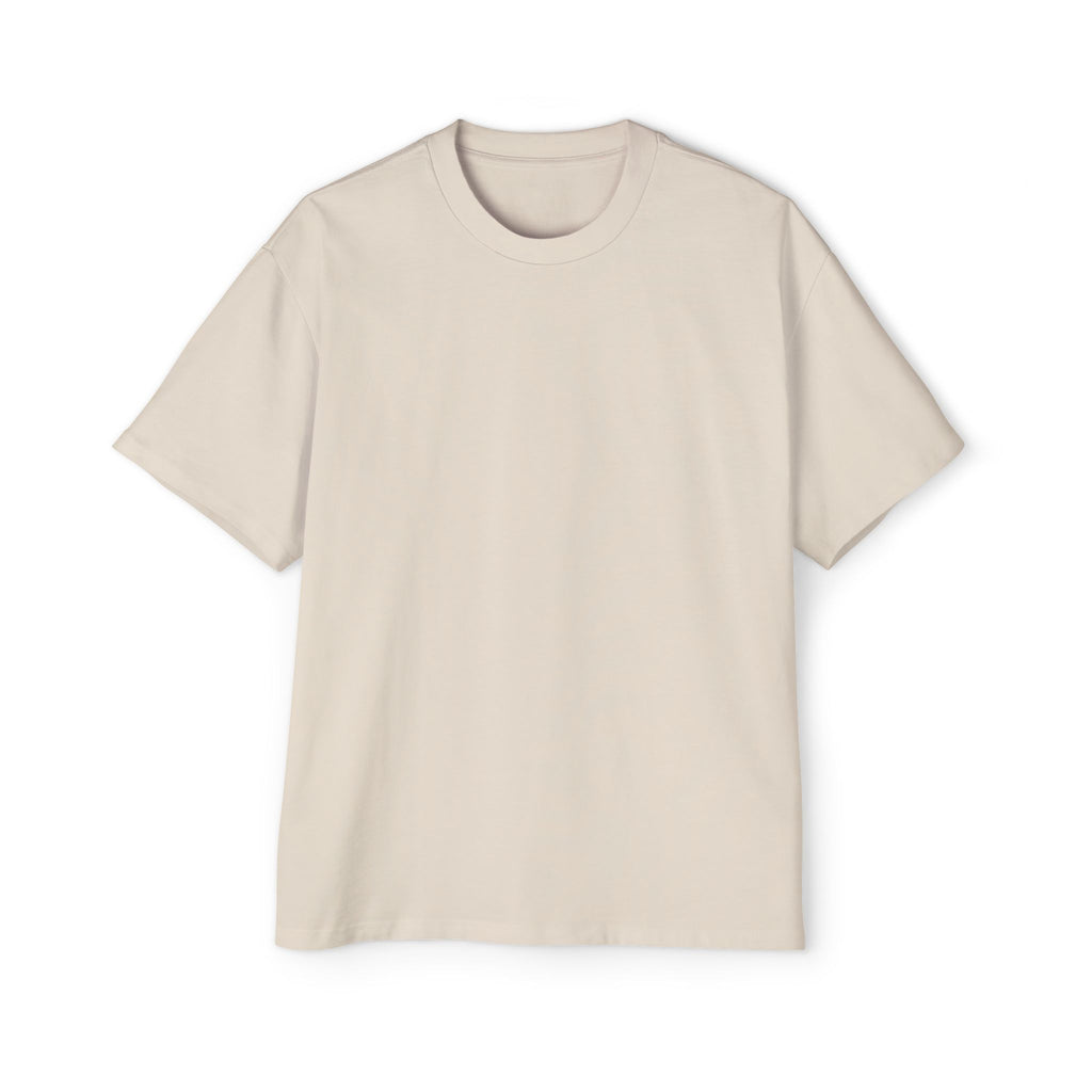 Beige t-shirt with a brand logo on a white background