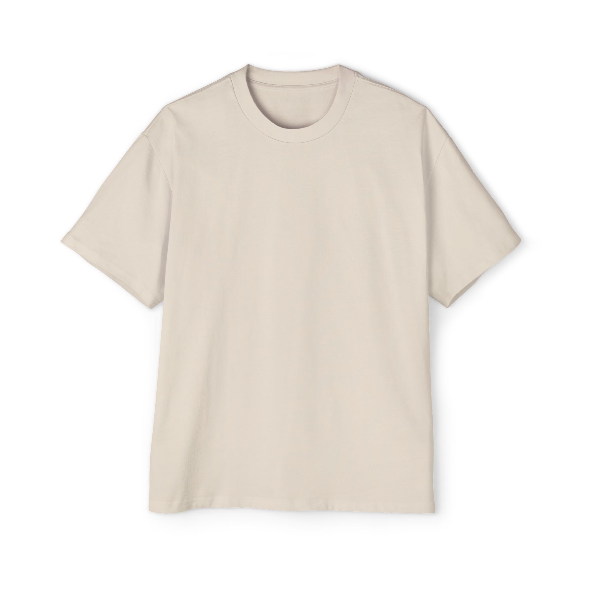 Beige t-shirt with a brand logo on a white background