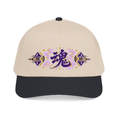 Soul Kanji Mid Profile Baseball Cap — 魂 Purple & Gold Structured Snapback